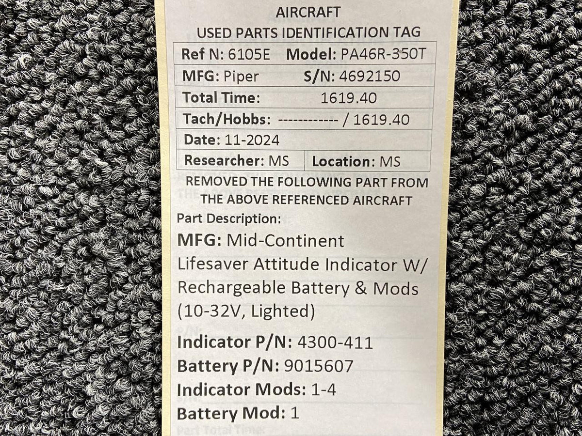 Mid-Continent 4300-411, 9015607 Mid-Continent Lifesaver Altitude Indicator w Battery (Lighted)
