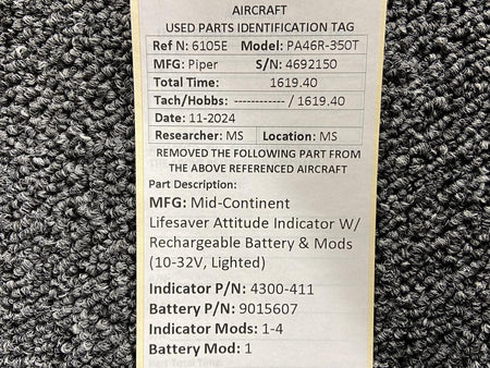 Mid-Continent 4300-411, 9015607 Mid-Continent Lifesaver Altitude Indicator w Battery (Lighted)