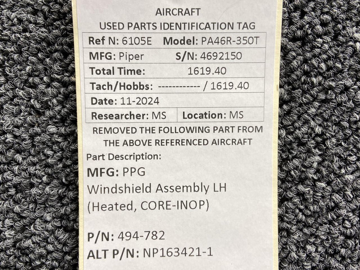 PPG 494-782 (Alt: NP163421-1) PPG Windshield Assembly LH (Core, Heated)