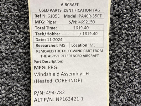 PPG 494-782 (Alt: NP163421-1) PPG Windshield Assembly LH (Core, Heated)