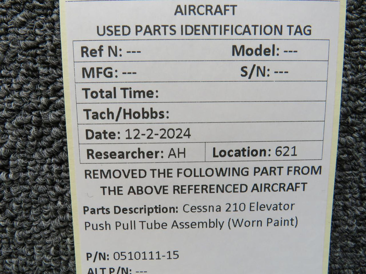 Cessna Aircraft Parts 0510111-15 Cessna 210 Elevator Push Pull Tube Assembly