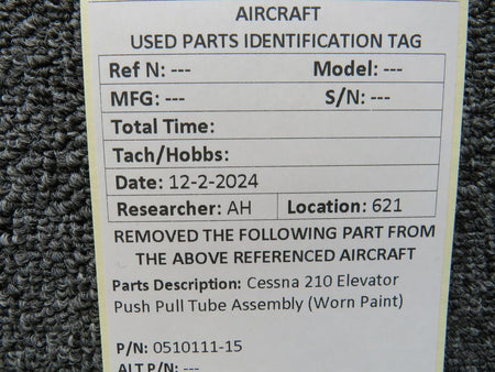 Cessna Aircraft Parts 0510111-15 Cessna 210 Elevator Push Pull Tube Assembly