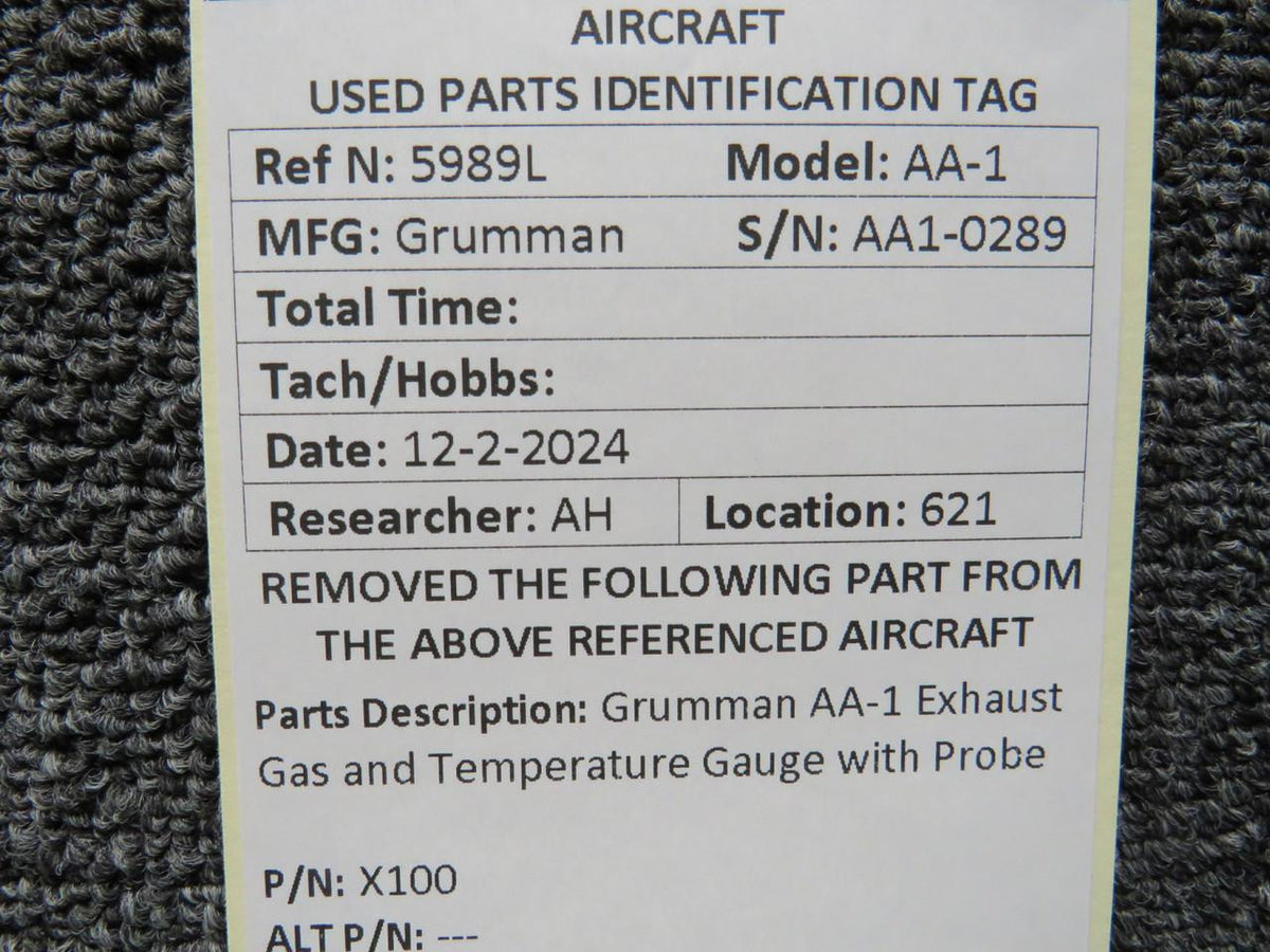 Grumman X100 Grumman AA-1 Exhaust Gas Temperature Indicator with Probe