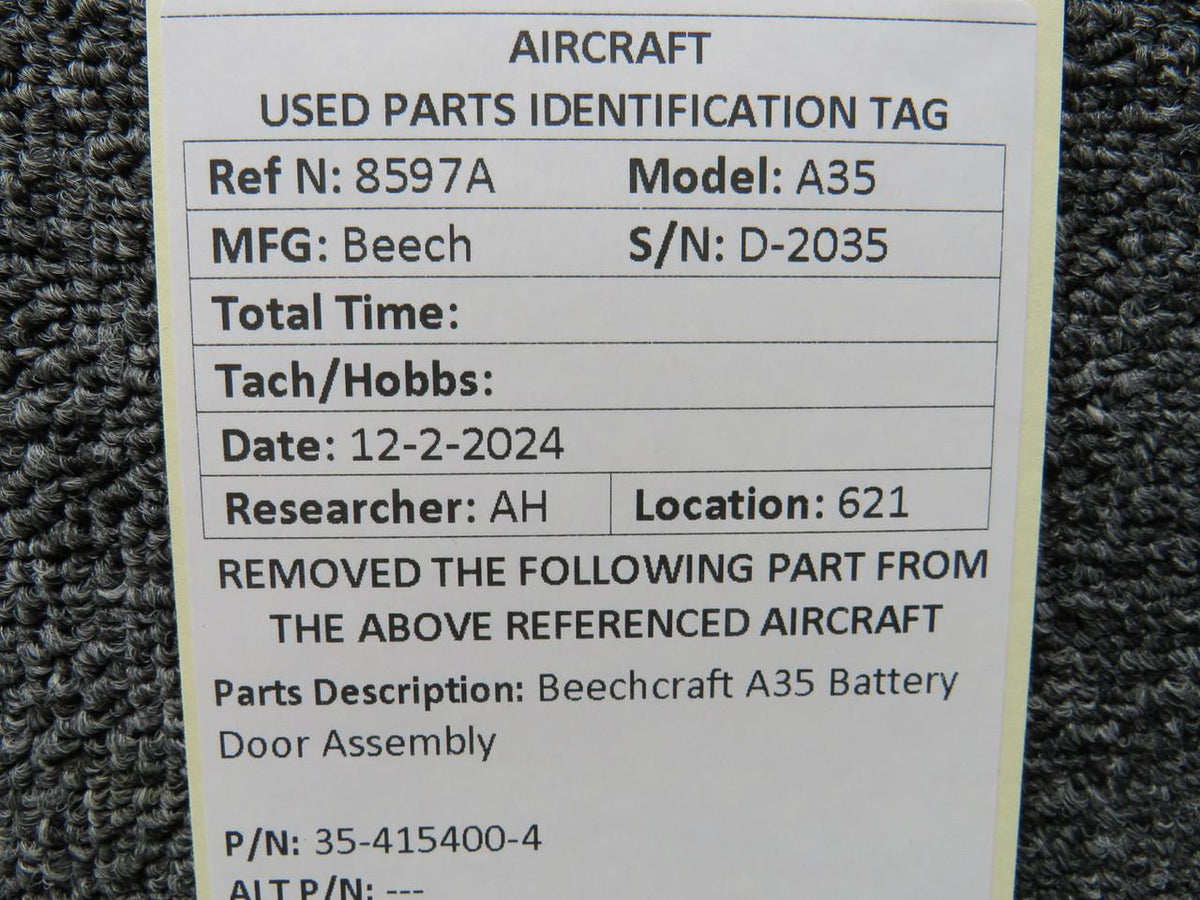 Beechcraft Parts 35-415400-4 Beechcraft A35 Battery Door Assembly