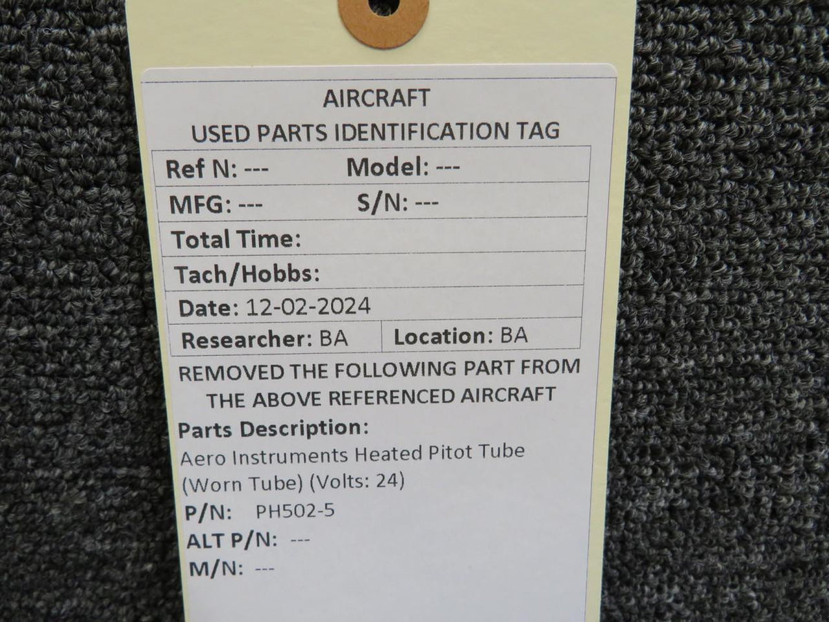 Aero Instruments PH502-5 Aero Instruments Heated Pitot Tube (Worn Tube) (Volts: 24)