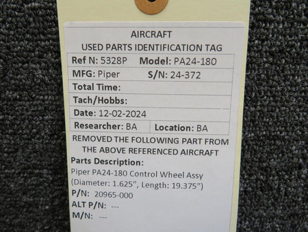 Piper Aircraft Parts 20965-000 Piper PA24-180 Control Wheel Assy (Diameter: 1.625”, Length: 19.375”)