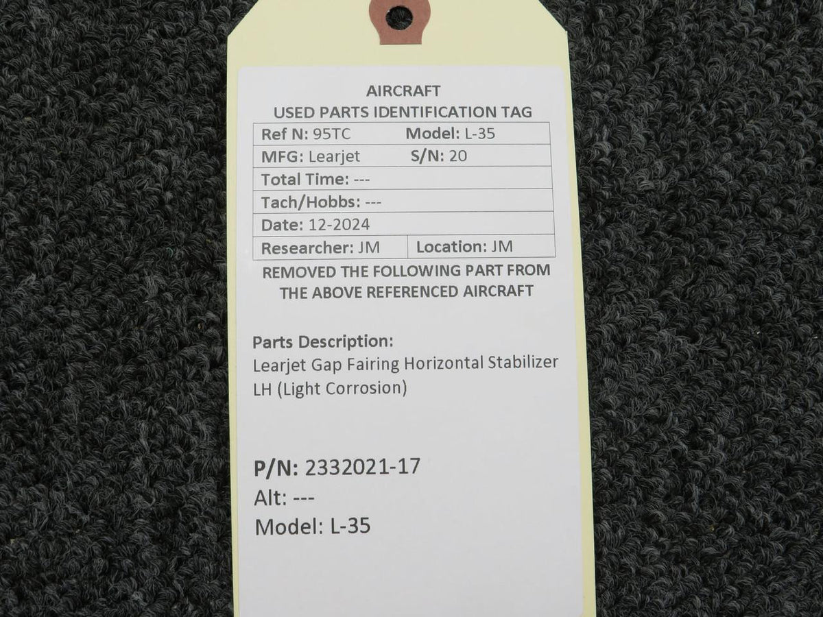 LearJet 2332021-17 Learjet L-35 Gap Fairing Horizontal Stabilizer LH (Light Corrosion)