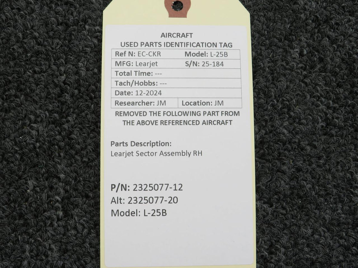 LearJet 2325077-12 (Alternate: 2325077-20) Learjet L-25B Sector Assembly RH