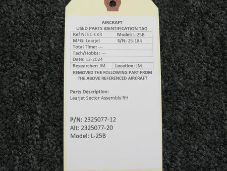 LearJet 2325077-12 (Alternate: 2325077-20) Learjet L-25B Sector Assembly RH