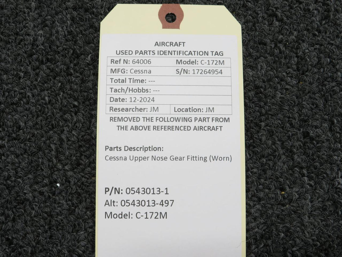Cessna Aircraft Parts 0543013-1 (Cast: 0543013-497) Cessna C-172M Upper Nose Gear Fitting (Worn)