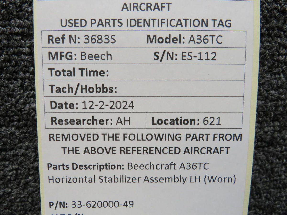 Beechcraft Parts 33-620000-49 Beechcraft A36TC Horizontal Stabilizer Assembly LH (Worn)