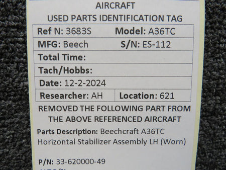Beechcraft Parts 33-620000-49 Beechcraft A36TC Horizontal Stabilizer Assembly LH (Worn)