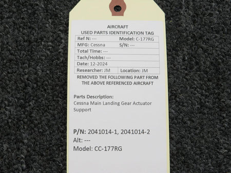 Cessna Aircraft Parts 2041014-1, 2041014-2 Cessna C-177RG Main Landing Gear Actuator Support