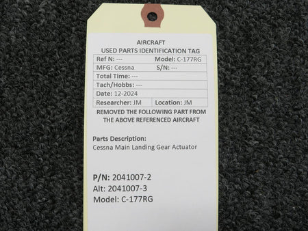 Cessna Aircraft Parts 2041007-2 (Use: 2041007-3) Cessna 177RG Main Landing Gear Actuator