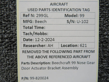 Beechcraft Parts 99-820024 Beechcraft 99 Nose Gear Door Actuator Bracket Assembly
