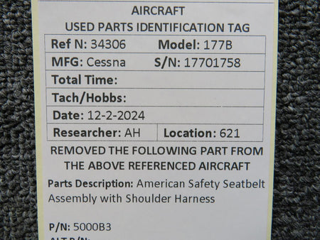 American Safety Corp. 5000B3 American Safety Seatbelt Assembly with Shoulder Harness