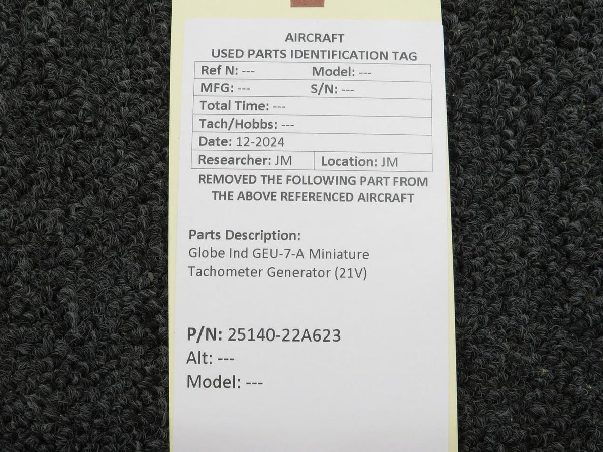 Globe Industries 25140-22A623 Globe Ind GEU-7-A Miniature Tachometer Generator (21V)