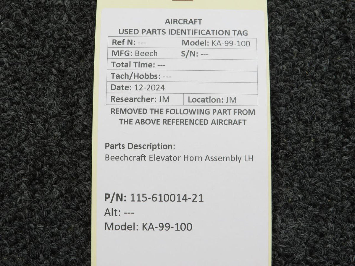 Beechcraft Parts 115-610014-21 Beechcraft 99-100 Elevator Horn Assembly LH