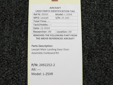LearJet 2492252-2 Learjet L-25XR Main Landing Gear Door Assembly Outboard RH