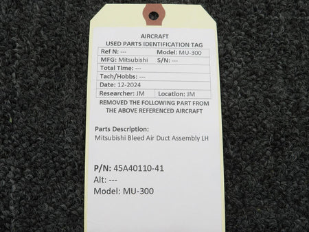Mitsubishi 45A40110-41 Mitsubishi MU-300 Bleed Air Duct Assembly LH