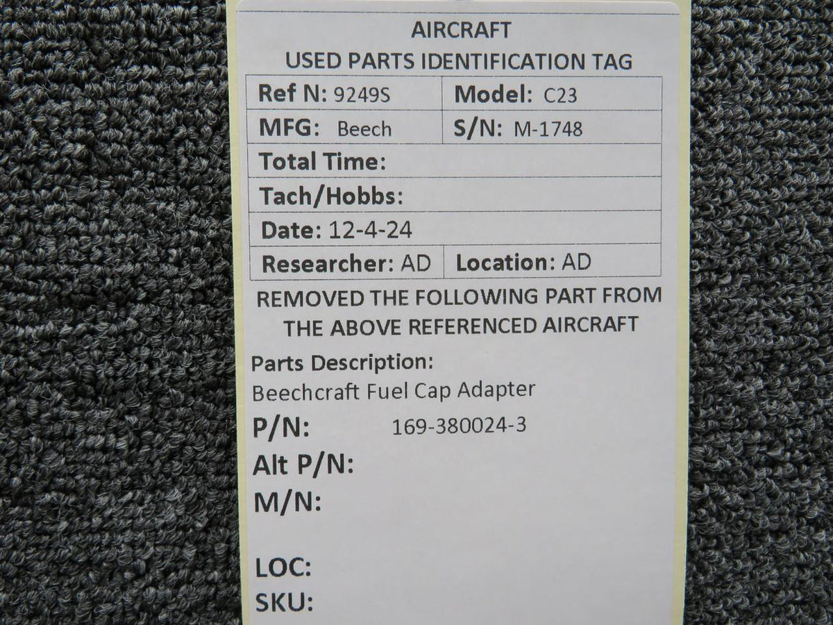 Beechcraft Parts 169-380024-3 Beechcraft Fuel Cap Adapter