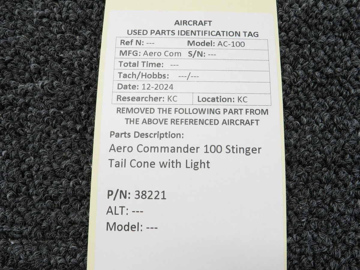 Aero Commander 38221 Aero Commander 100 Stinger Tail Cone with Light
