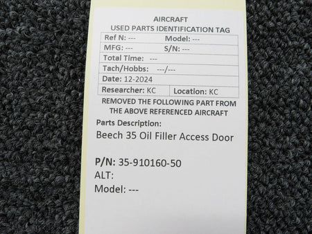Beechcraft Parts 35-910160-50 Beech 35 Oil Filler Access Door