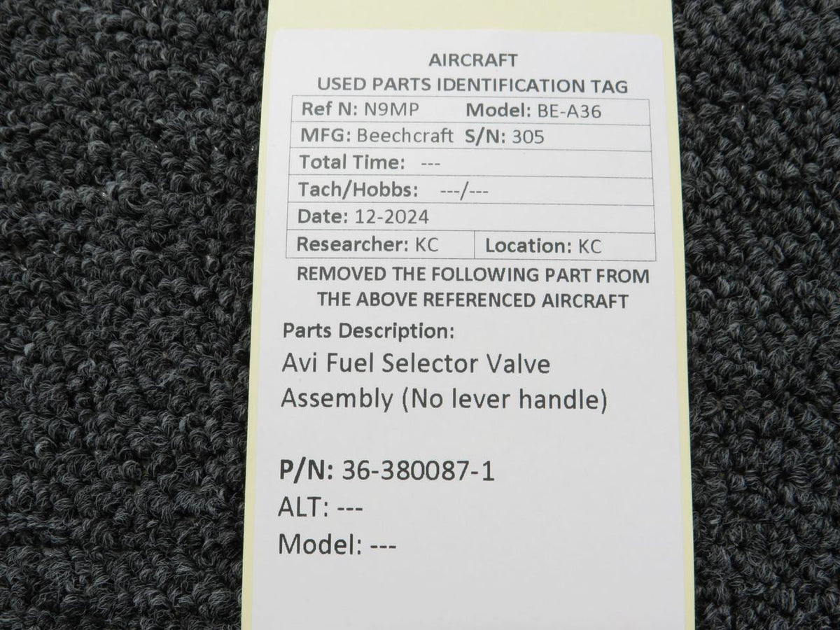 AVI 36-380087-1 Avi Fuel Selector Valve Assembly (No Lever Handle)