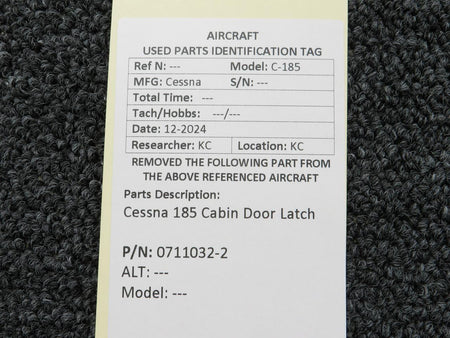 Cessna Aircraft Parts 0711032-2 Cessna 185 Cabin Door Latch