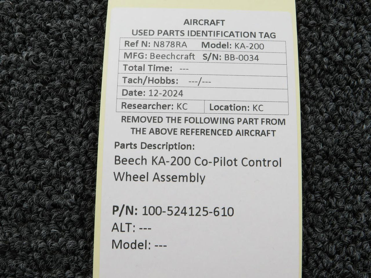 Beechcraft Parts 100-524125-610 Beech KA-200 Co-Pilot Control Wheel Assembly