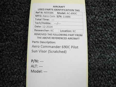 Aero Commander 690C Pilot Sun Visor