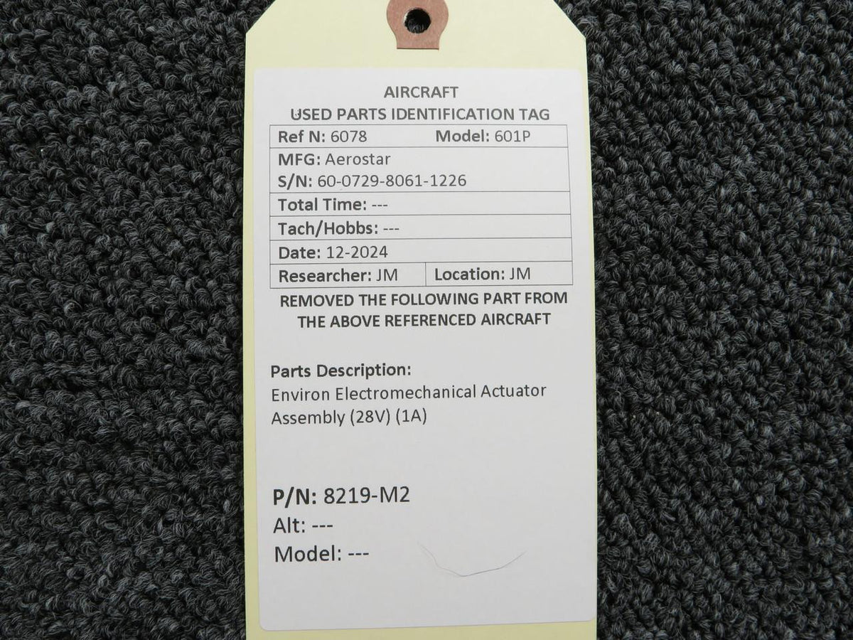 Enviro Systems 8219-M2 Environ Electromechanical Actuator Assembly (28V) (1A)