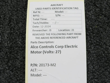 Alco Controls Corp 20173-M2 Alco Controls Corp Electric Motor (Volts: 27)