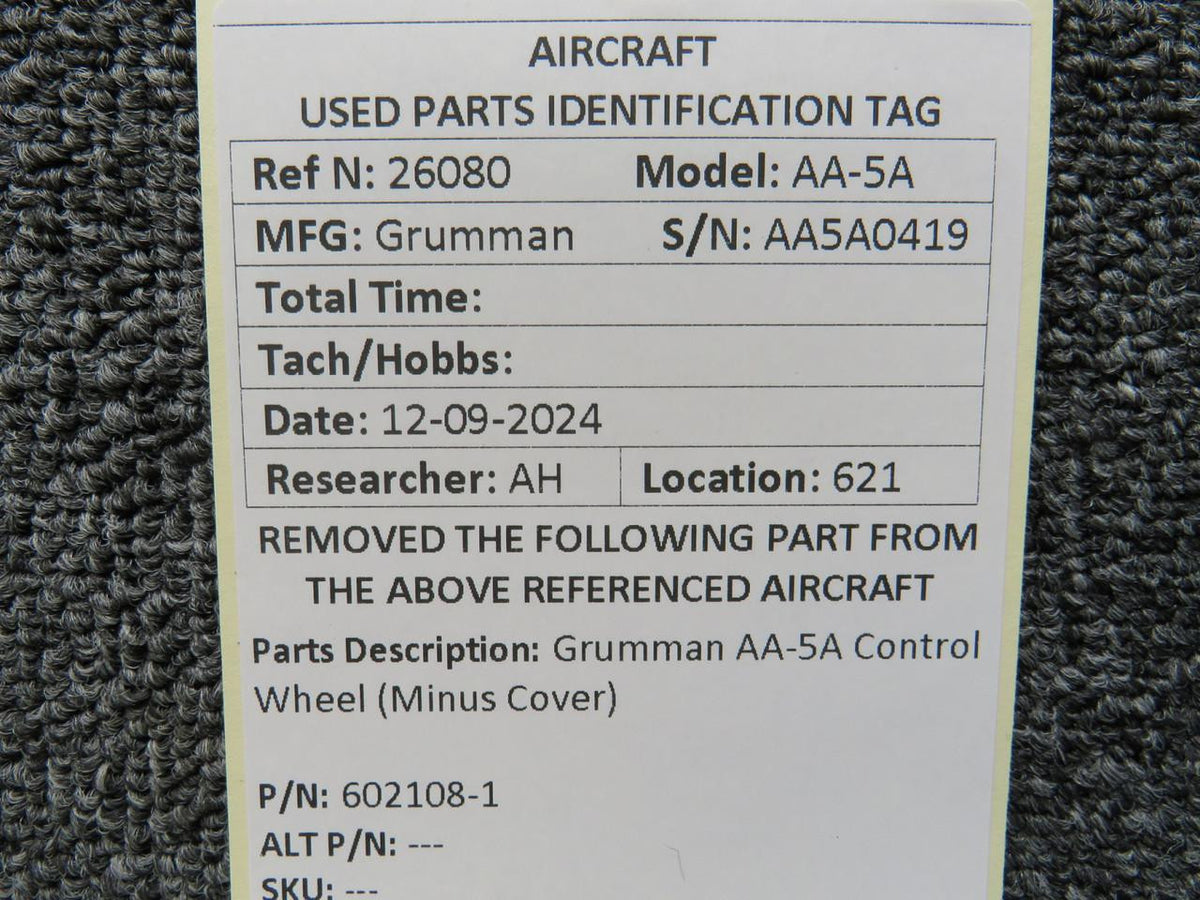 Grumman 602108-1 Grumman AA-5A Control Wheel (Minus Cover)