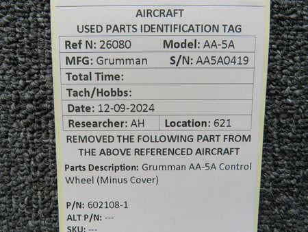 Grumman 602108-1 Grumman AA-5A Control Wheel (Minus Cover)
