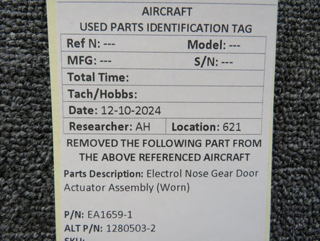 Electrol EA1659-1 (Alt: 1280503-2) Electrol Nose Gear Door Actuator Assembly (Worn)