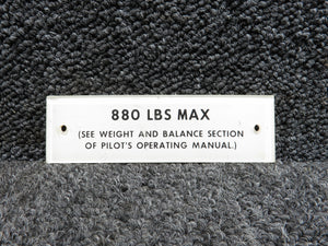 114-530115-5 Beechcraft 1900C AFT Baggage Limitation Instruction Placard