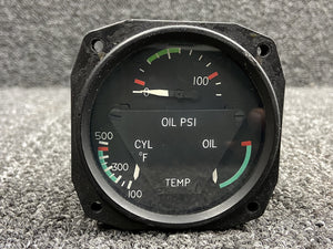 18P200-2, 56B17 Aircraft Instruments Engine Tri-Gauge w Oil Temperature Probe