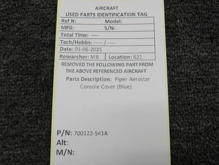 Piper Aircraft Parts 700122-541A Piper Aerostar Console Cover (Blue)