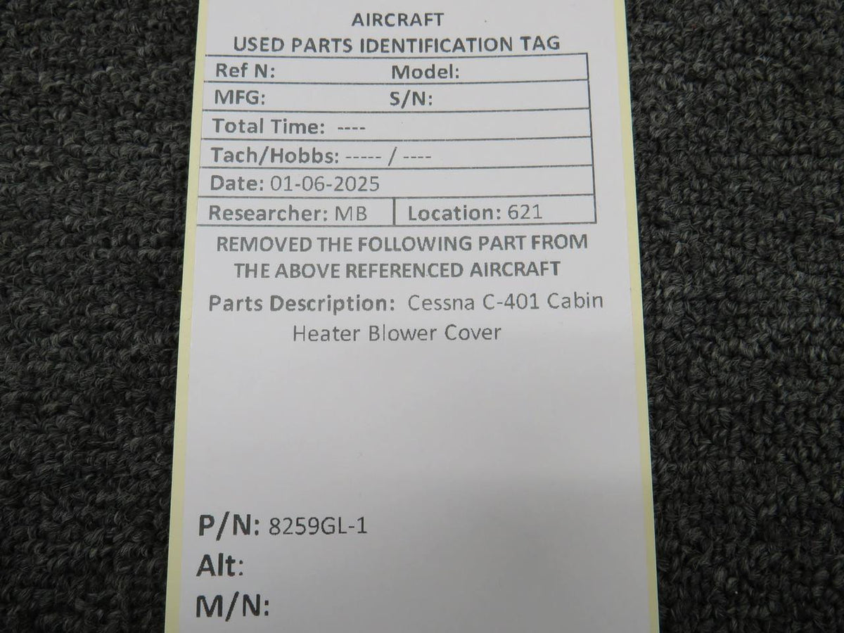 Cessna Aircraft Parts 8259GL-1 Cessna 401 Cabin Heater Blower Cover