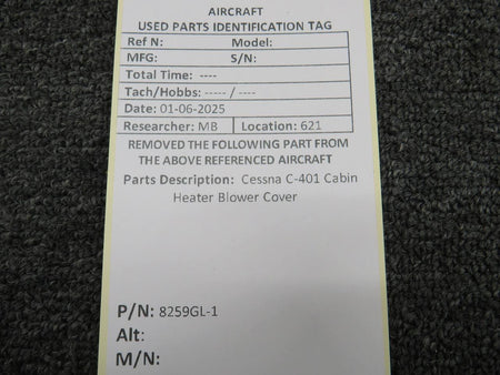 Cessna Aircraft Parts 8259GL-1 Cessna 401 Cabin Heater Blower Cover