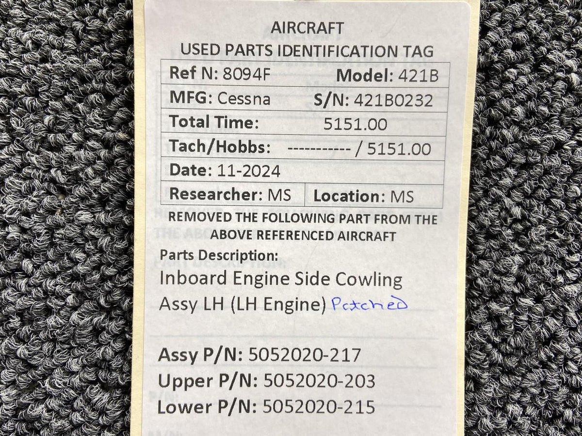Cessna Aircraft Parts 5052020-217 Cessna 421B Inboard Engine Side Cowling Assy (LH Engine)