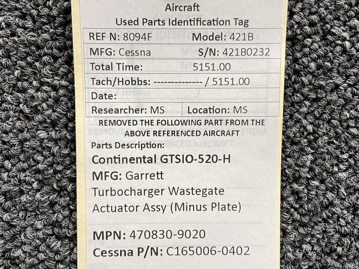 Garrett 470830-9020 (Alt: C1665006-0402) Garrett Turbo Wastegate Actuator (Minus Plate)