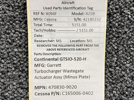 Garrett 470830-9020 (Alt: C1665006-0402) Garrett Turbo Wastegate Actuator (Minus Plate)
