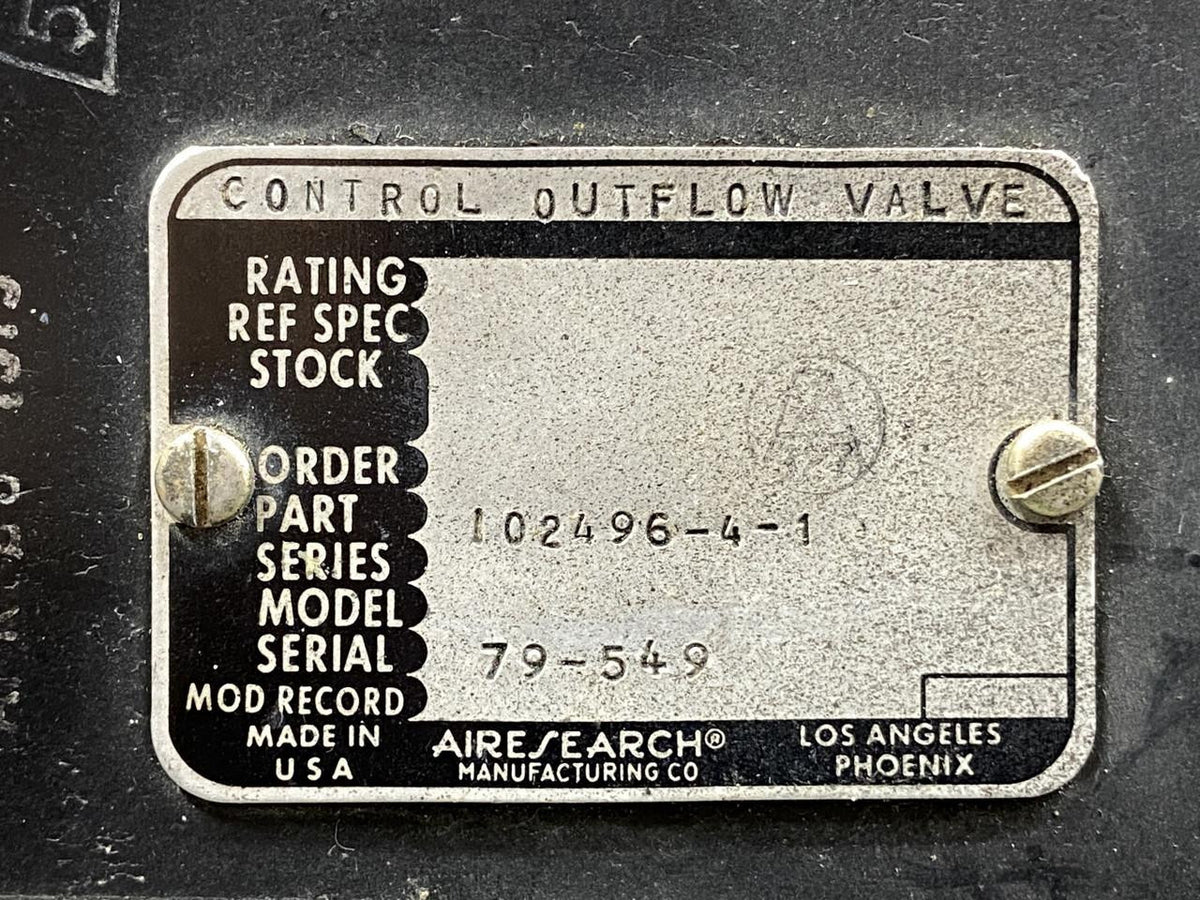 Airesearch 102496-4-1 Airesearch Outflow Controller Indicator Valve