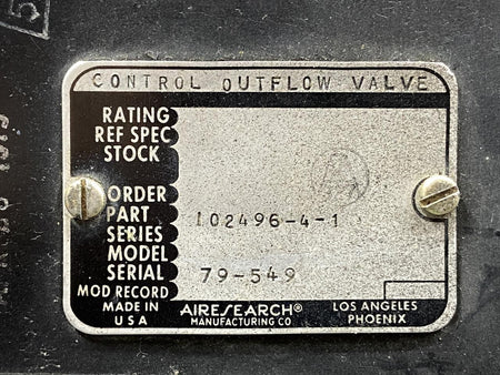 Airesearch 102496-4-1 Airesearch Outflow Controller Indicator Valve