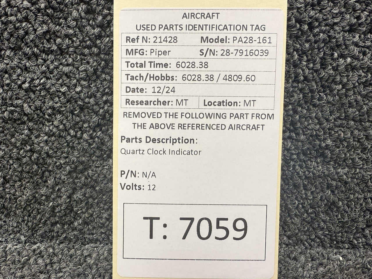 Piper PA28-161 Quartz Clock Indicator (Volts: 12) – BAS Part Sales
