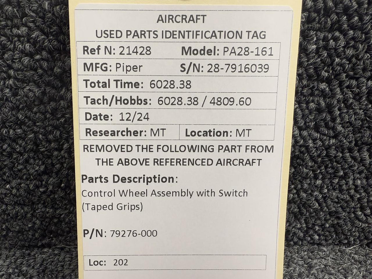 Piper Aircraft Parts 79276-000 Piper PA28-161 Control Wheel Assembly with Switch (Taped Grips)