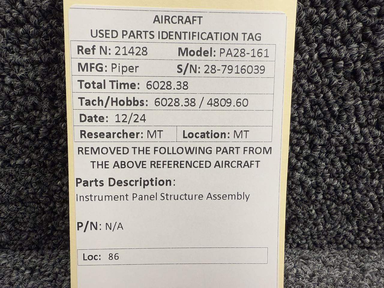 Piper PA28-161 Instrument Panel Structure Assembly – BAS Part Sales