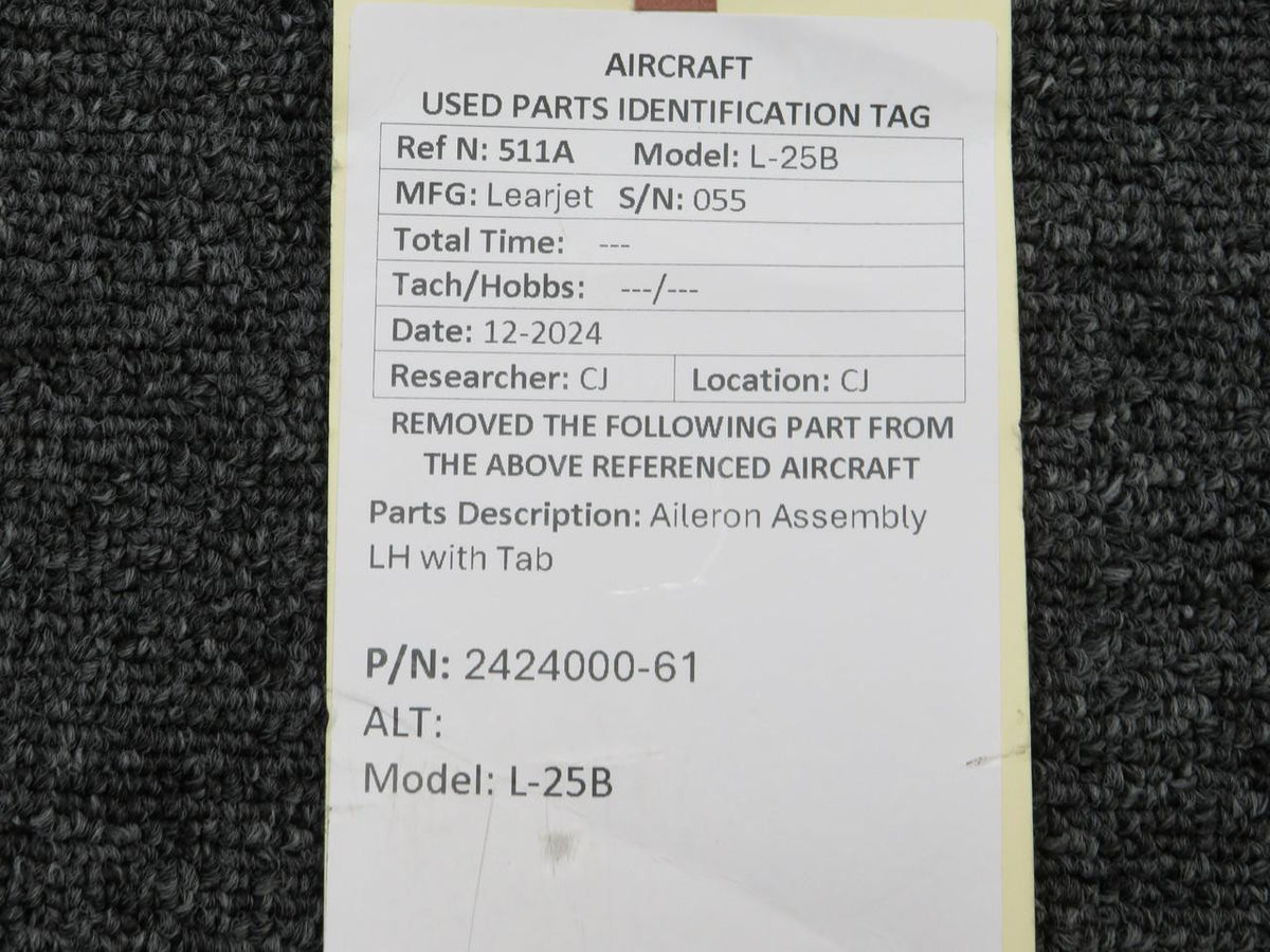 LearJet 2424000-61 Lear Jet L-25B Aileron Assembly LH with Tab